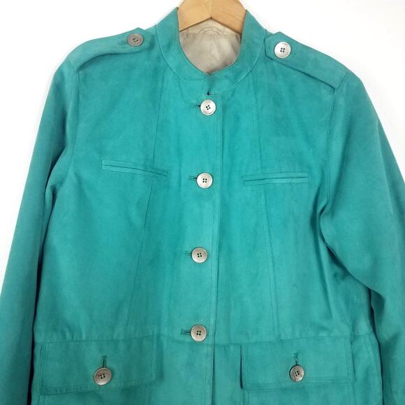 Vintage Reversible Suede & Waterproof Rain Jacket Green and Beige - Picture 5 of 10